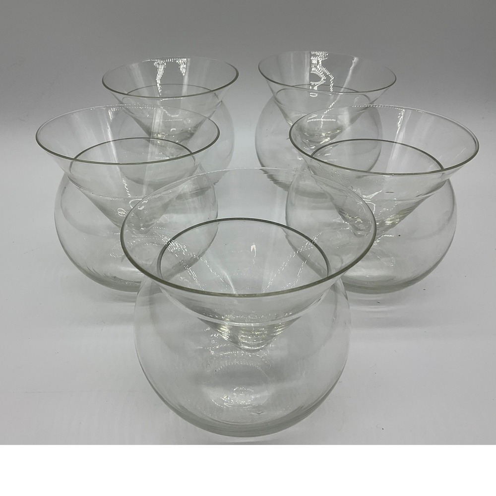 Martini Chiller Bowls Set of 5 Clear Glass 2-Piece Shrimp Cocktail Party